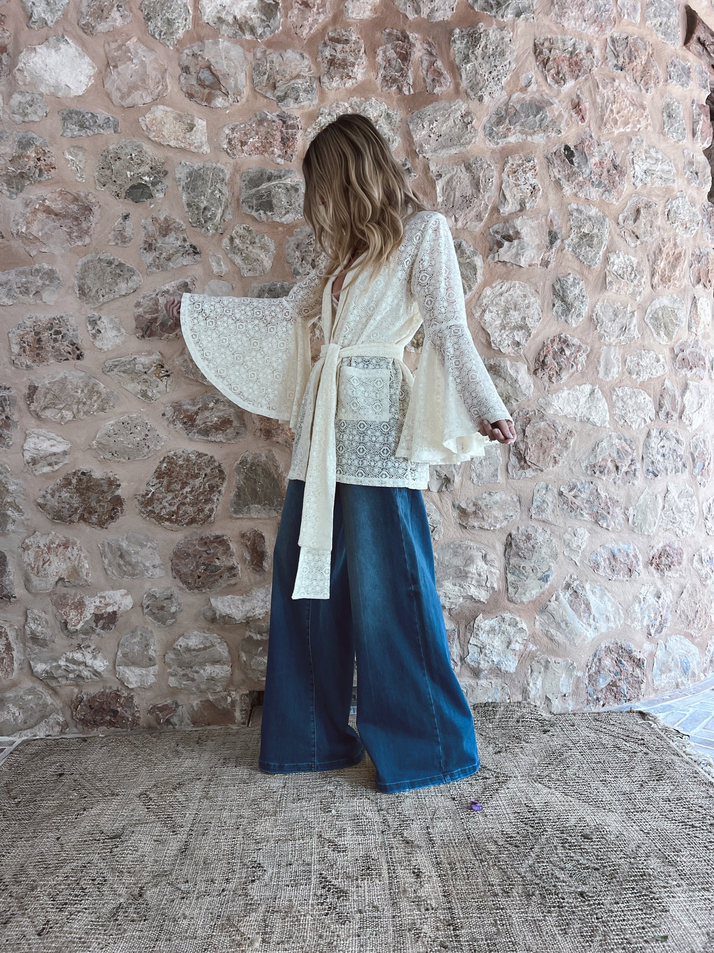 THE CREAM CROCHET SMOKING JACKET