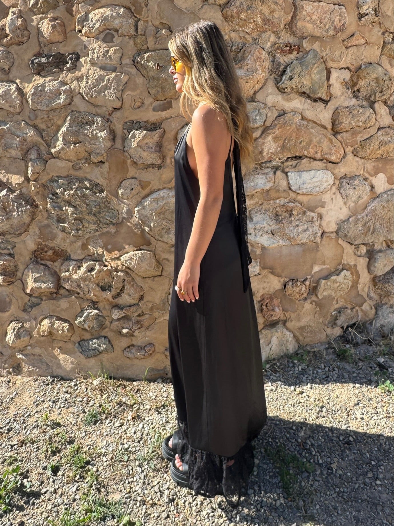 LA DOLCE VITA SLIP DRESS {BLACK}