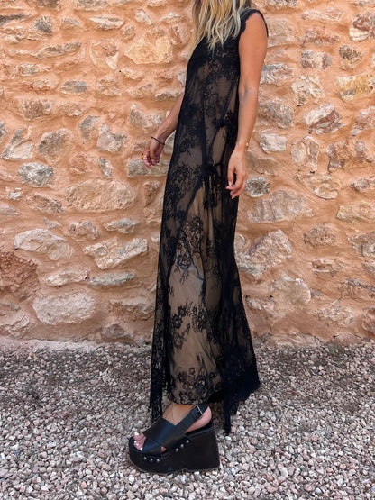 THE MIDSUMMER LACE SLIP DRESS {black}