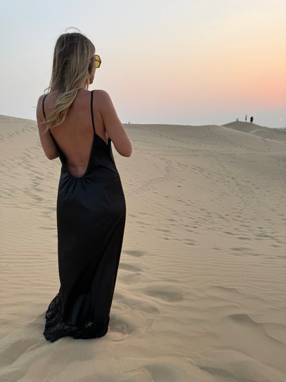 LA DOLCE VITA SLIP DRESS {BLACK}