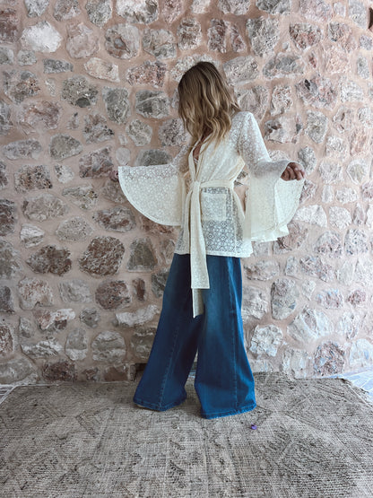 THE CREAM CROCHET SMOKING JACKET