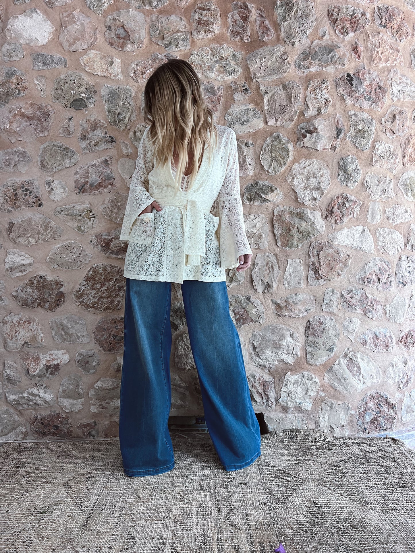 THE CREAM CROCHET SMOKING JACKET