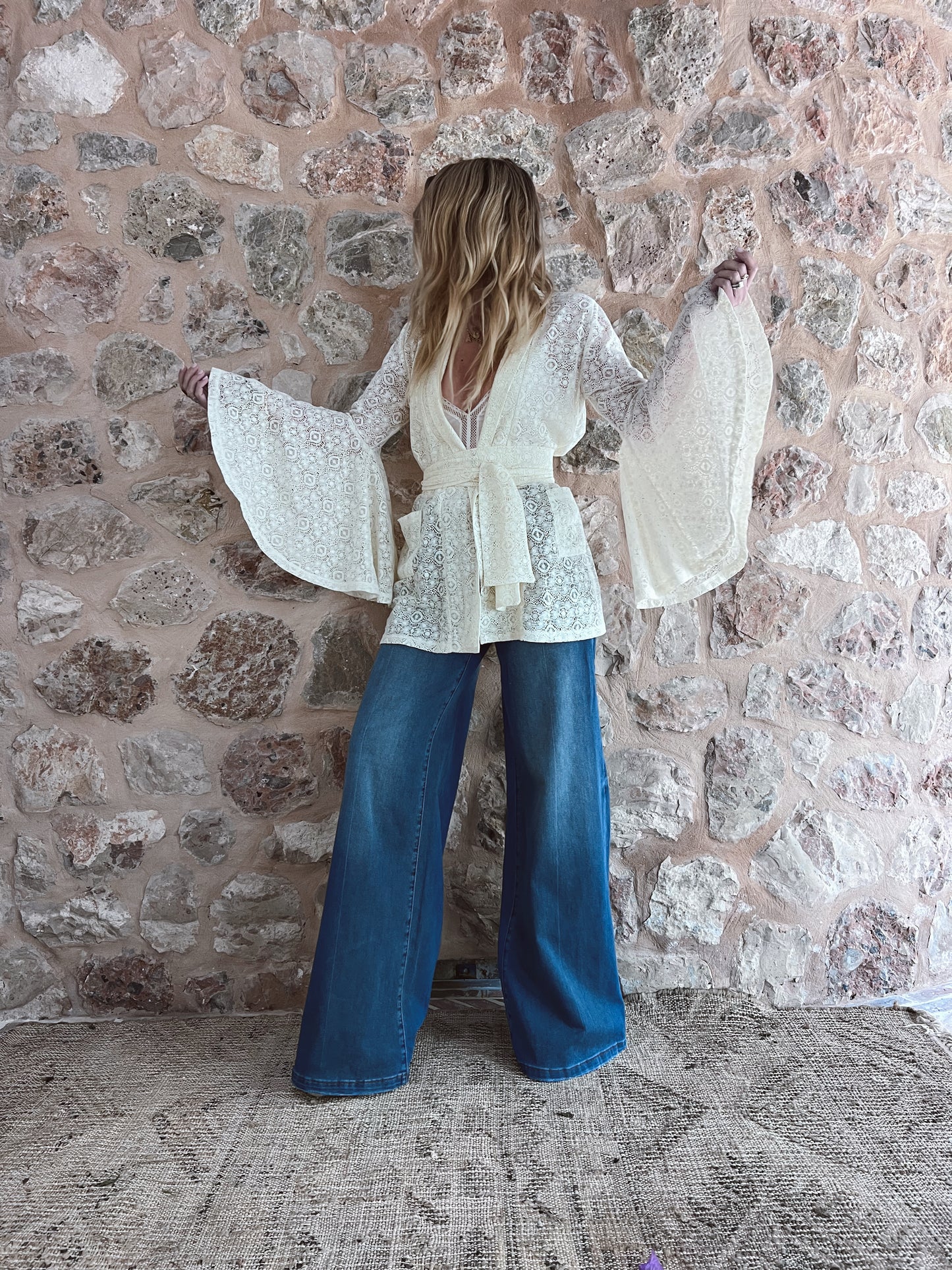 THE CREAM CROCHET SMOKING JACKET