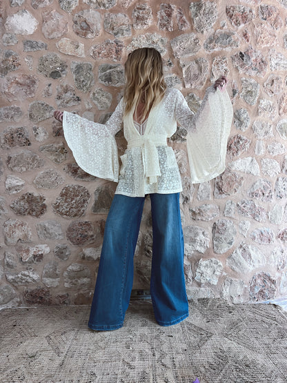 THE CREAM CROCHET SMOKING JACKET