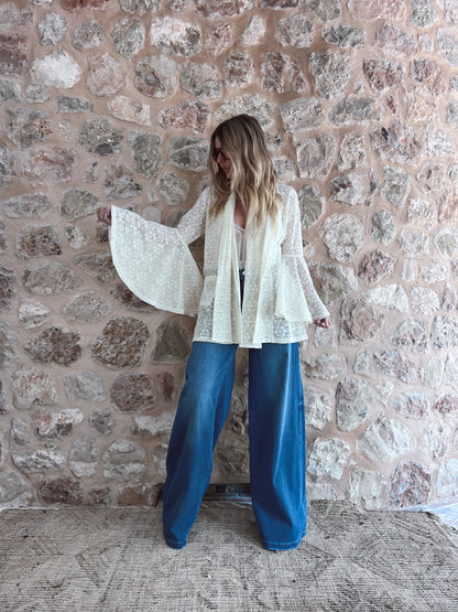 THE CREAM CROCHET SMOKING JACKET