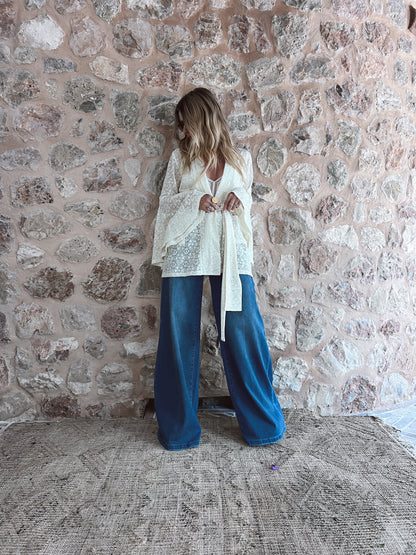 THE CREAM CROCHET SMOKING JACKET