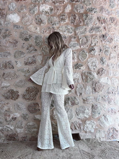 THE CREAM CROCHET SMOKING JACKET