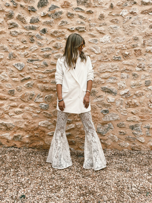 cream lace flare, made in Ibiza by Bohemian Bond